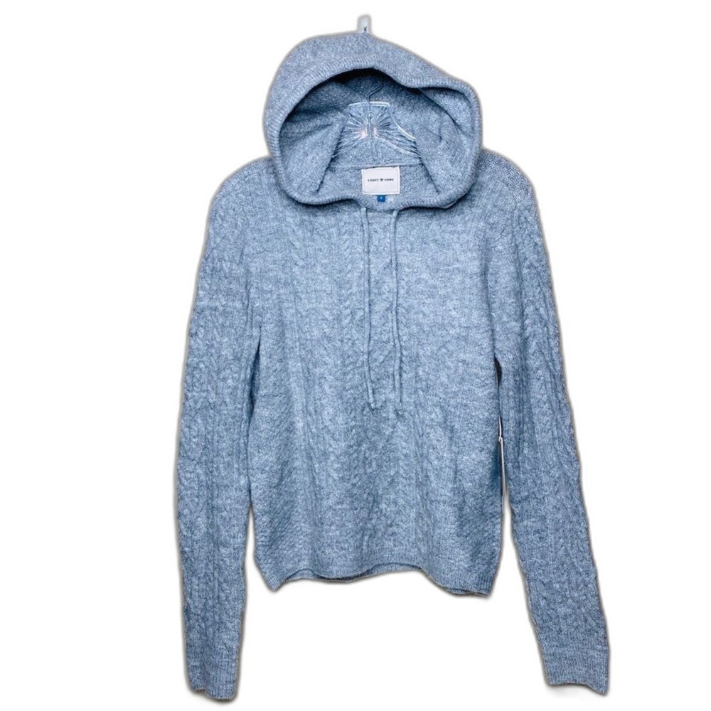 Court & Rowe Hoodie Sweater Women Light Blue Cable Knit Pullover S - Picture 3 of 4
